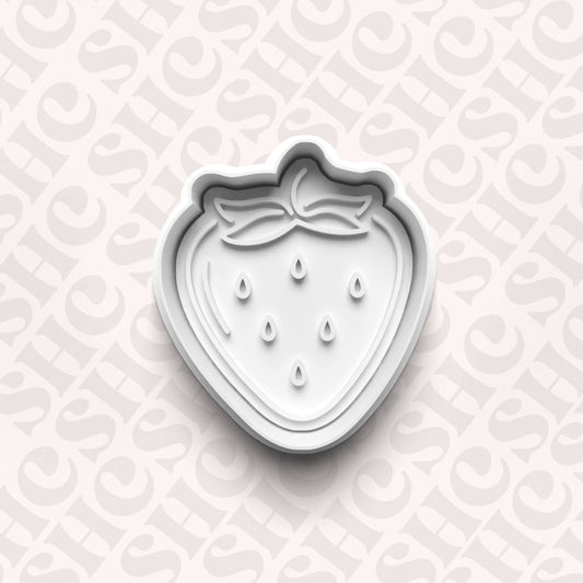 DONE TO ORDER: Strawberry Cookie Cutter + Fondant Stamp Set - SHCreations