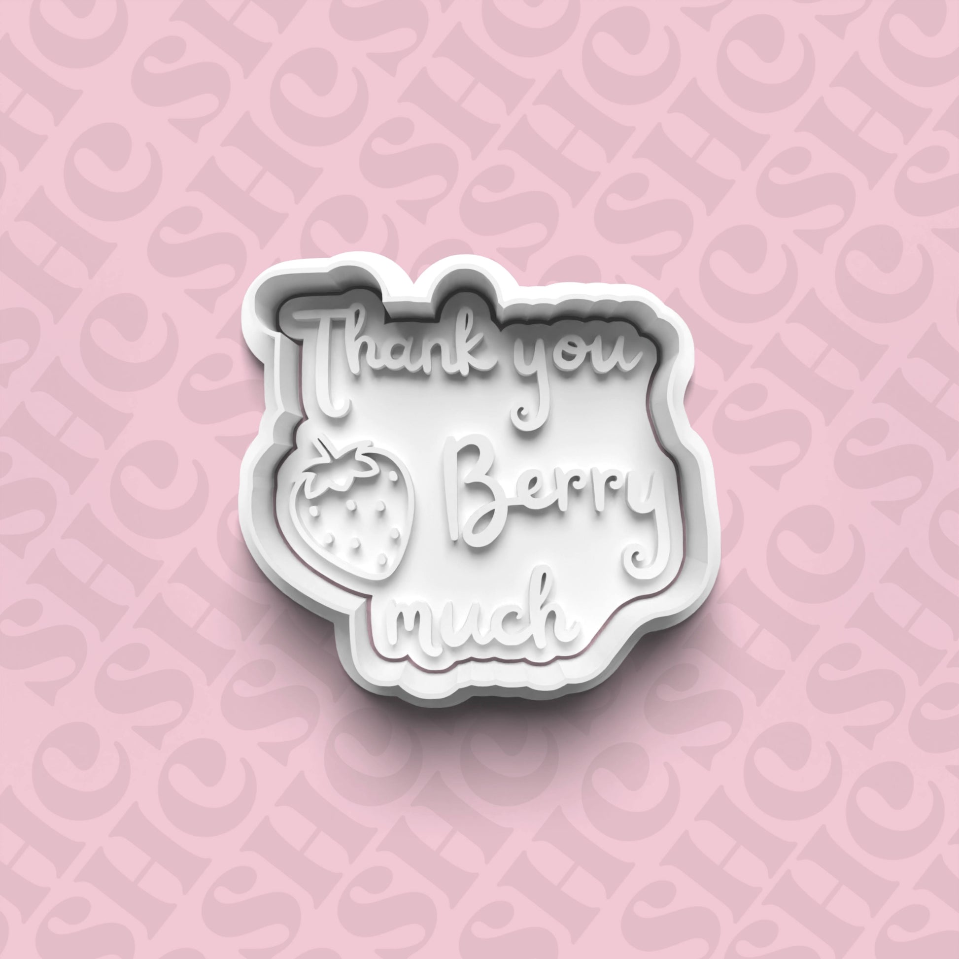 DONE TO ORDER: 'Thank you Berry much' Cookie Cutter + Fondant Stamp Set - SHCreations