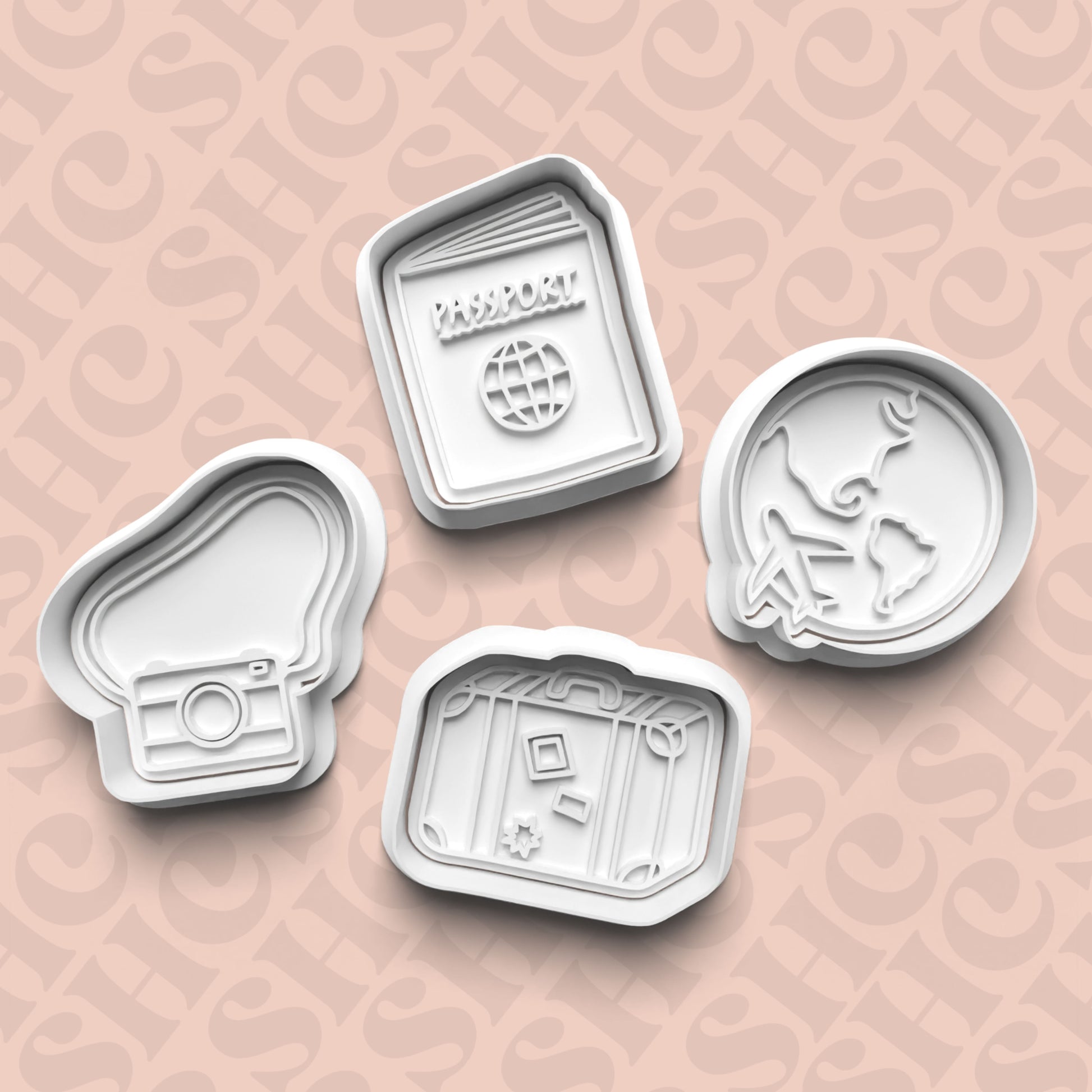 DONE TO ORDER: Travel Cookie Cutter + Fondant Stamp Bundle 2 - SHCreations