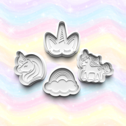 DONE TO ORDER: Unicorn Cookie Cutter + Fondant Stamp Bundle - SHCreations