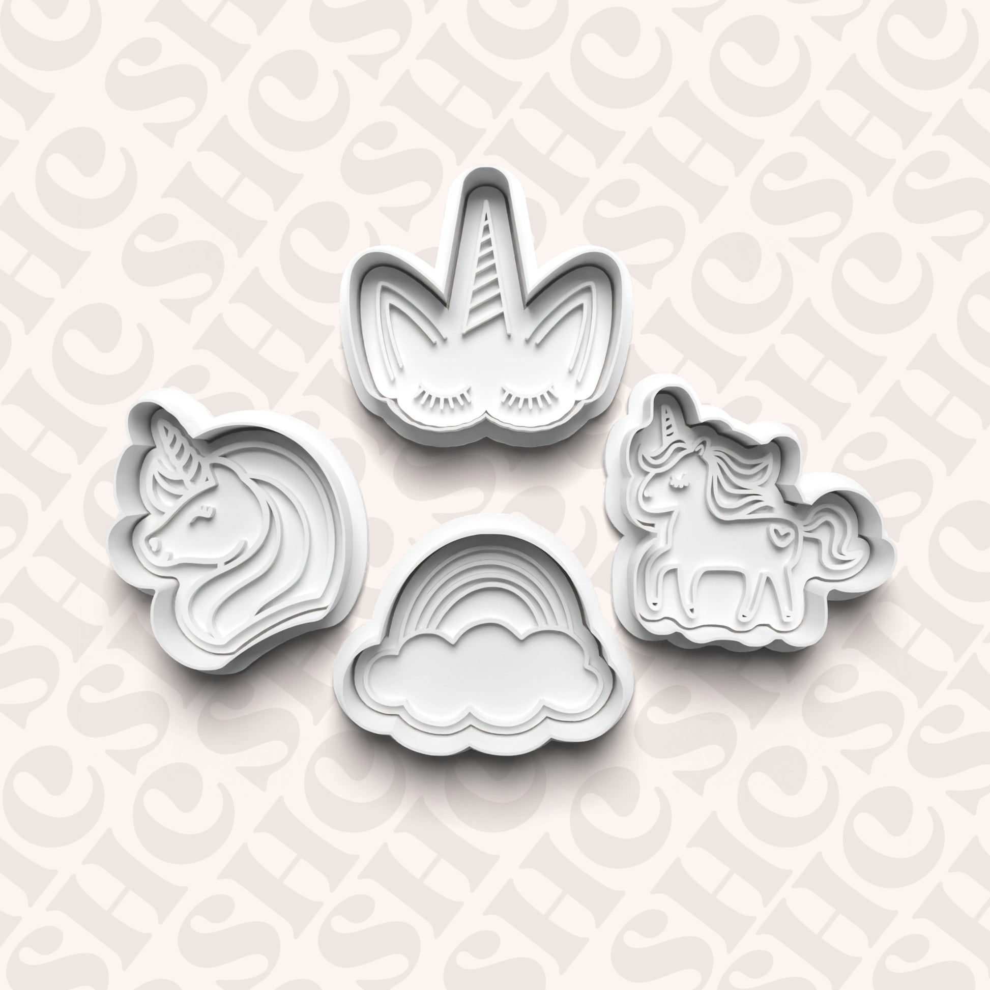 DONE TO ORDER: Unicorn Cookie Cutter + Fondant Stamp Bundle - SHCreations