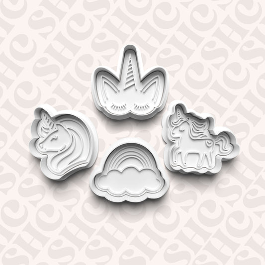 DONE TO ORDER: Unicorn Cookie Cutter + Fondant Stamp Bundle - SHCreations