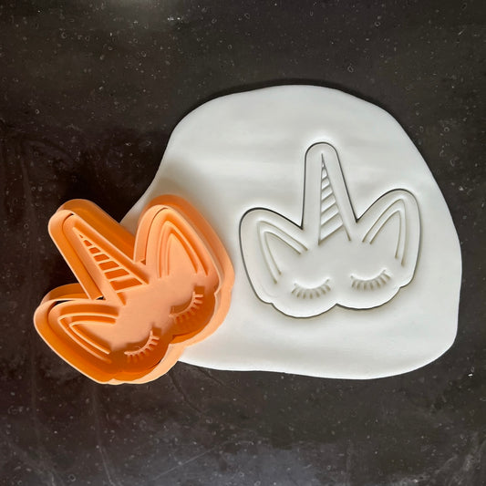 DONE TO ORDER: Unicorn Face Cookie Cutter + Fondant Stamp Set - SHCreations