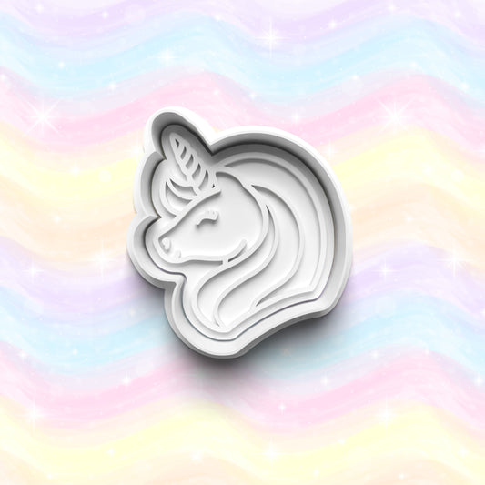 DONE TO ORDER: Unicorn Head Cookie Cutter + Fondant Stamp Set - SHCreations
