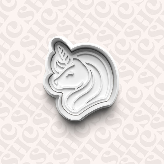 DONE TO ORDER: Unicorn Head Cookie Cutter + Fondant Stamp Set - SHCreations