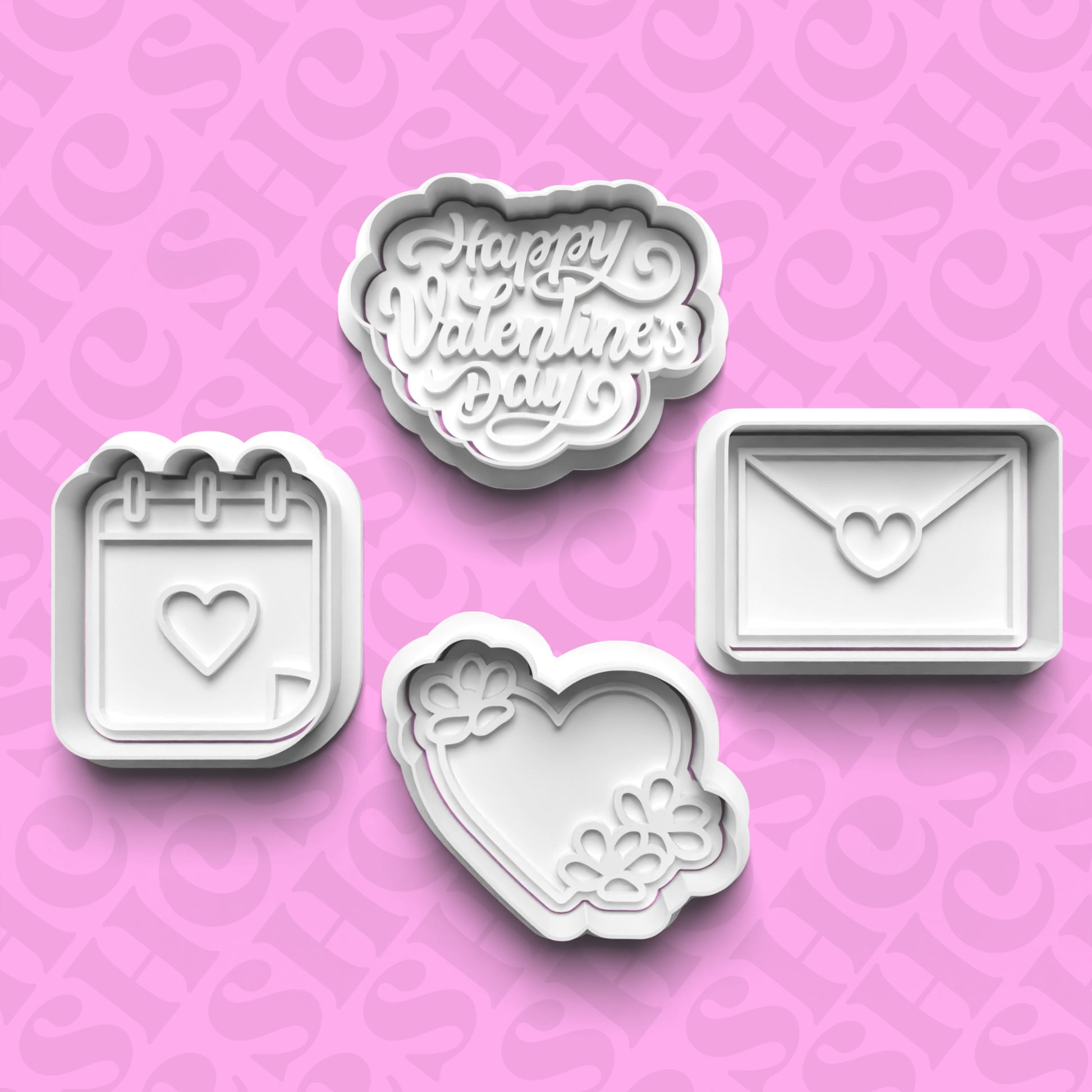 DONE TO ORDER: Valentine Cookie Cutter + Fondant Stamp Bundle 1 - SHCreations