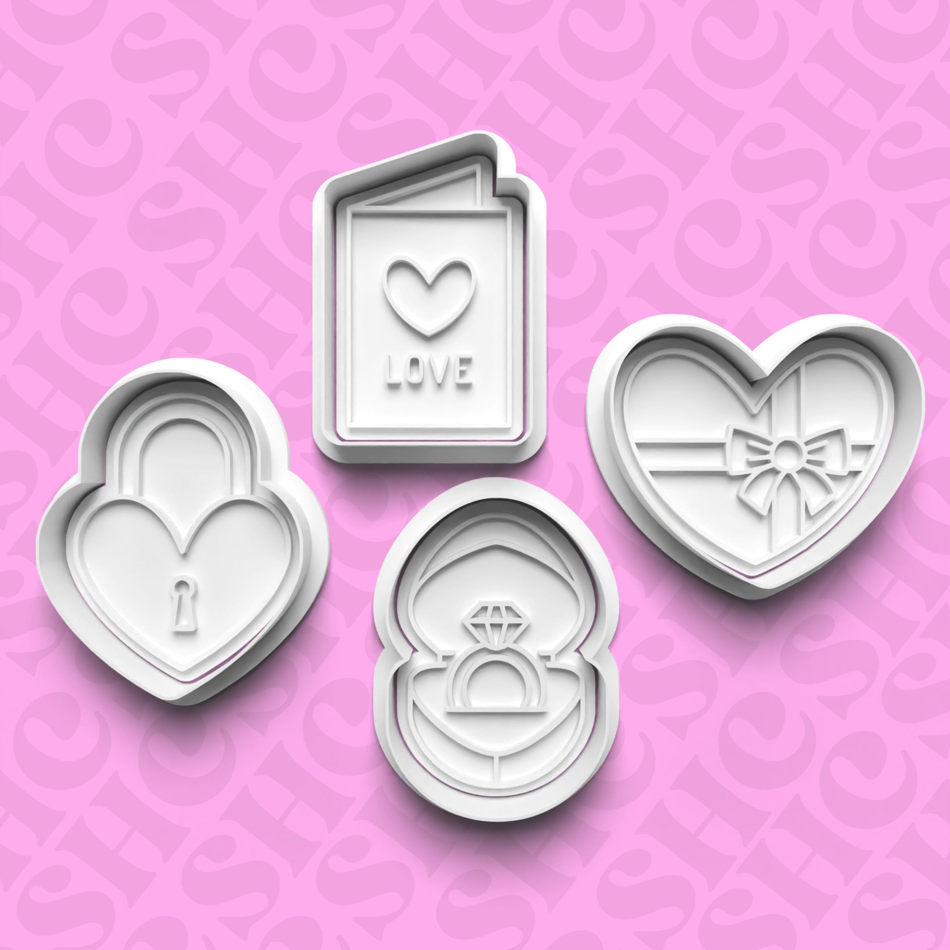 DONE TO ORDER: Valentine Cookie Cutter + Fondant Stamp Bundle 3 - SHCreations