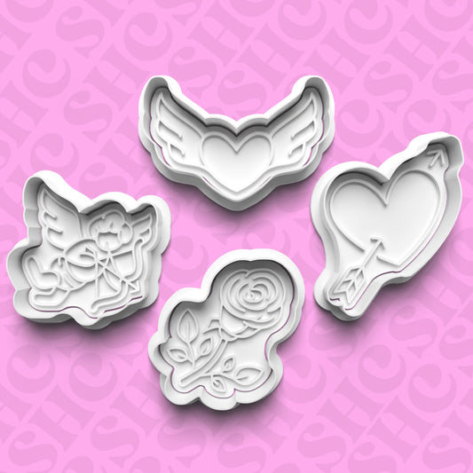 DONE TO ORDER: Valentine Cookie Cutter + Fondant Stamp Bundle 5 - SHCreations