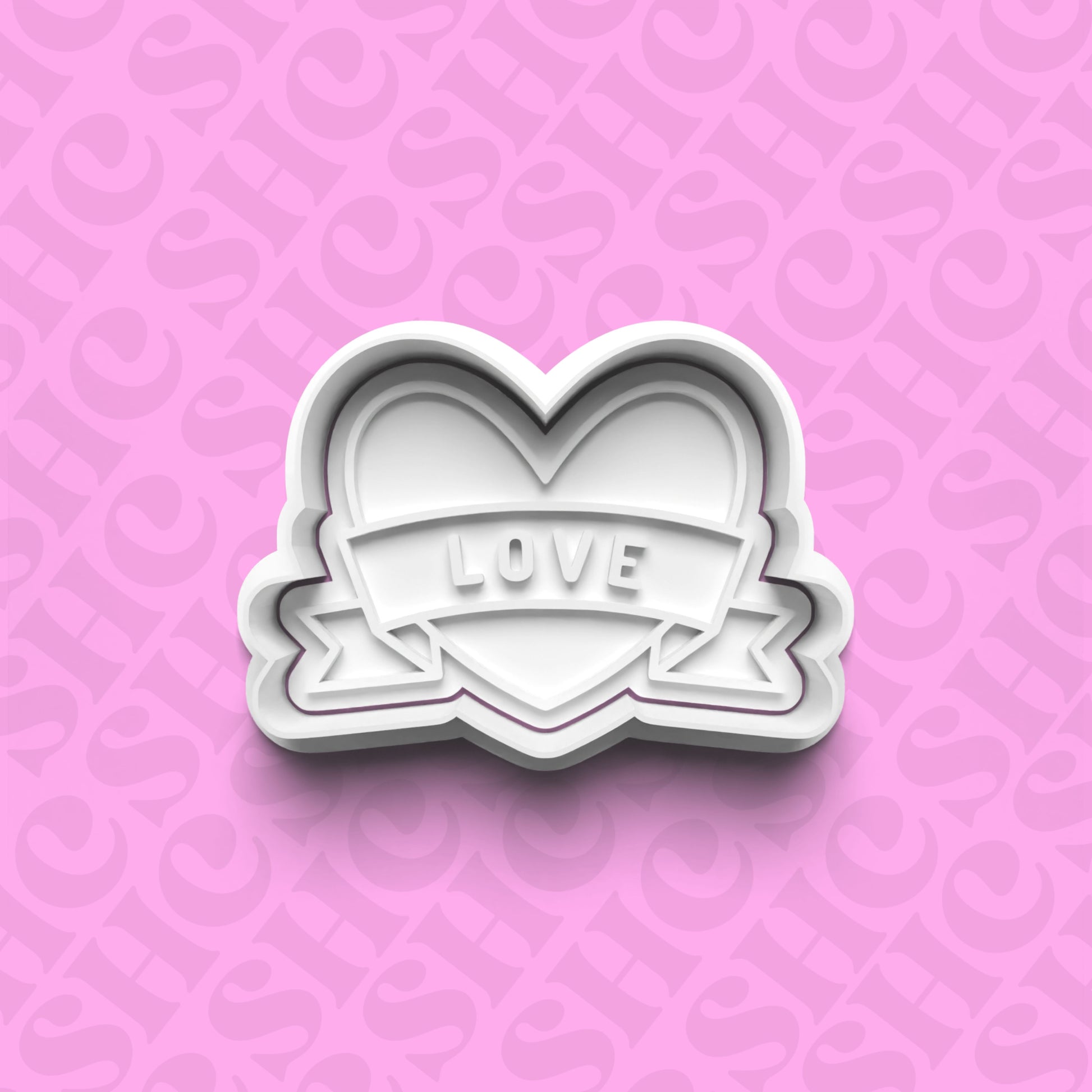 DONE TO ORDER: Valentine Heart Cookie Cutter + Fondant Stamp Set - SHCreations