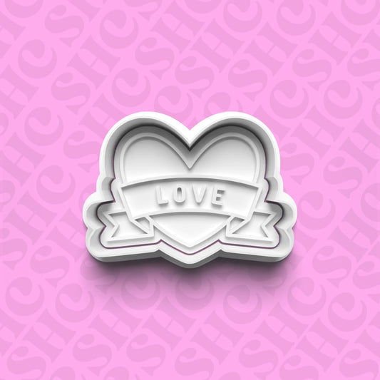 DONE TO ORDER: Valentine Heart Cookie Cutter + Fondant Stamp Set - SHCreations