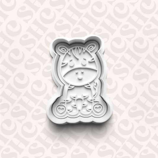 DONE TO ORDER: Zebra Cookie Cutter + Fondant Stamp Set - SHCreations