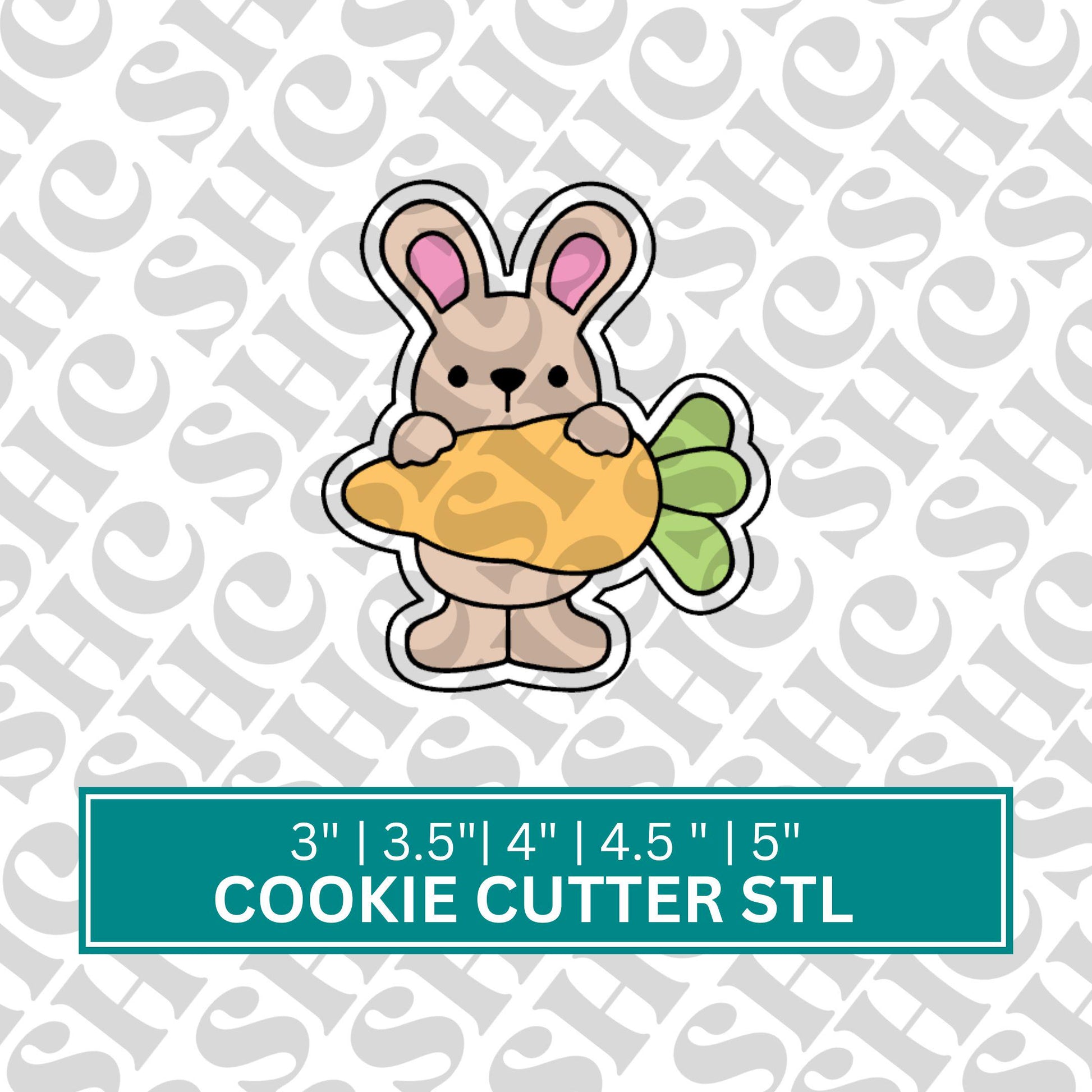 Easter Bunny with Carrot Cookie Cutter STL | Spring Cookie Decor | Easter Treats | Easter Bunny Cookie Cutter | Easter Egg Cookie STL |
