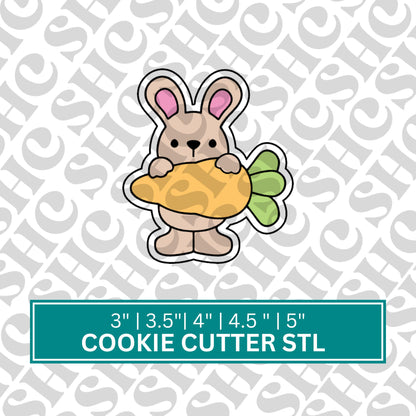 Easter Bunny with Carrot Cookie Cutter STL | Spring Cookie Decor | Easter Treats | Easter Bunny Cookie Cutter | Easter Egg Cookie STL |