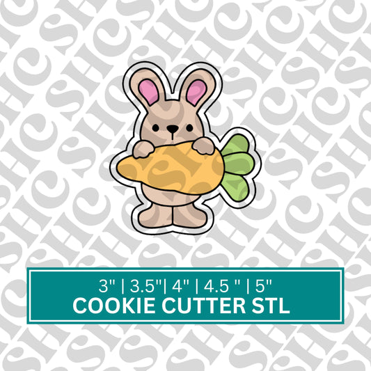 Easter Bunny with Carrot Cookie Cutter STL | Spring Cookie Decor | Easter Treats | Easter Bunny Cookie Cutter | Easter Egg Cookie STL |