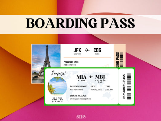 Editable Boarding Pass, Customizable Boarding Pass, Canva Template, Digital Download DIY Boarding Pass, DIY Template, Surprise Ticket
