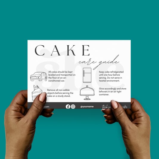 Editable Cake Care Card Template - SHCreations