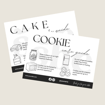 Editable Cookie + Cake Care Card Template Bundle - SHCreations