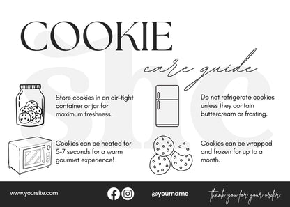 Editable Cookie + Cake Care Card Template Bundle - SHCreations