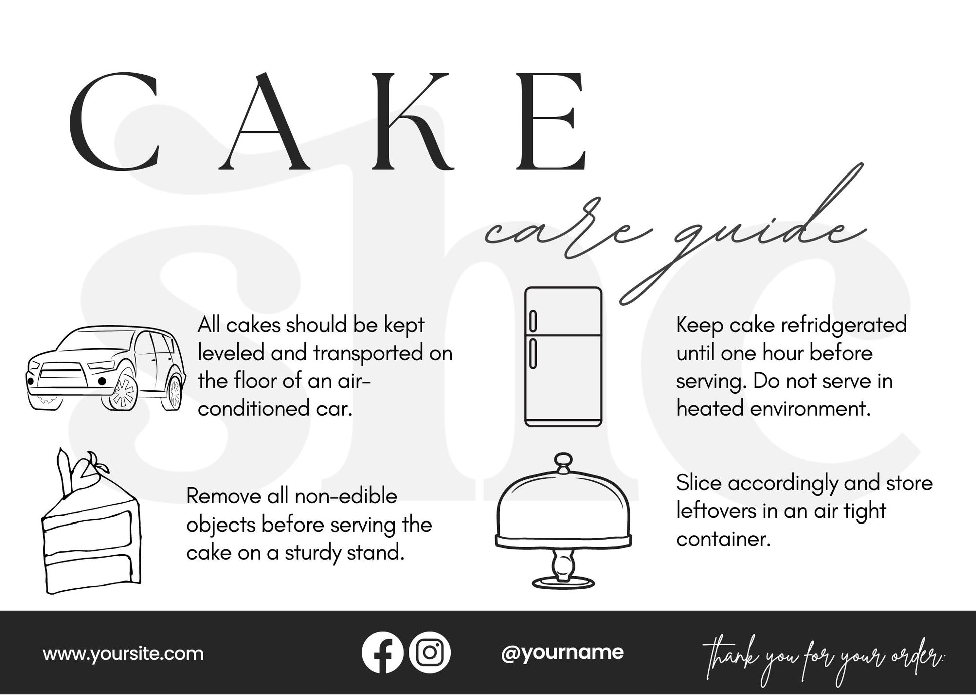 Editable Cookie + Cake Care Card Template Bundle - SHCreations