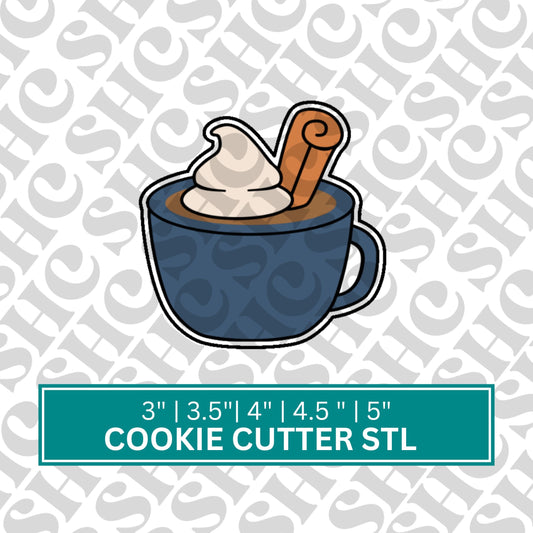 Fall Coffee Mug Cookie Cutter STL - Mug Cookie Cutter, Fall STL 3D Printable Baking Tool - Thanksgiving STL, Cinammon Stick