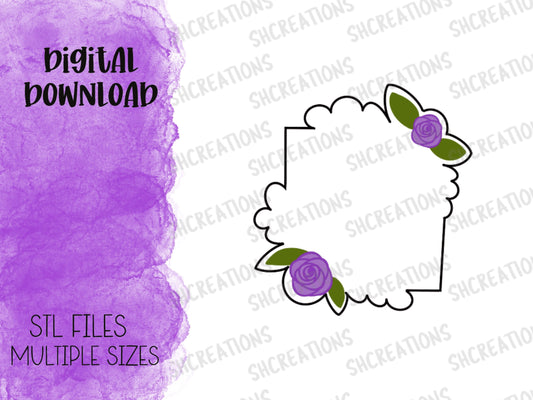 Floral Plaque STL Cookie Cutter | Instant download | Cutter Stl File | Flower stl | Plaque STL | STL Download | Flower Cookie Cutter