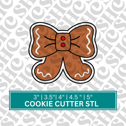 Gingerbread Bow Cookie Cutter STL, Gingerbread Cookie Cutter, Christmas STL, Holiday Cookie Cutter, Christmas Cookies, Gingerbread Cookie