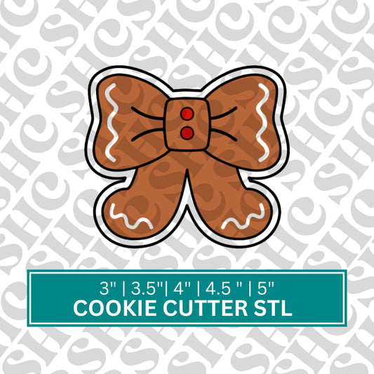 Gingerbread Bow Cookie Cutter STL, Gingerbread Cookie Cutter, Christmas STL, Holiday Cookie Cutter, Christmas Cookies, Gingerbread Cookie