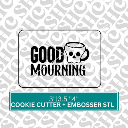 Good Mourning Fondant Embosser STL - 3d Printable Halloween Decorating Tool |Halloween Fondant Embosser | Halloween Cookie Stamp |