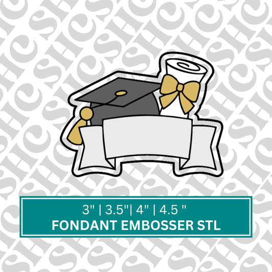 Graduation Banner Cookie Cutter STL - Graduation Party Favors, Baking Supplies for Graduation, Grad Hat Stl