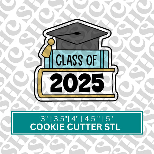 Graduation Bookstack Cookie Cutter STL File - 3D Printed Graduation Diploma Cookie, Graduation Cookie Mold, Graduation Party Favor