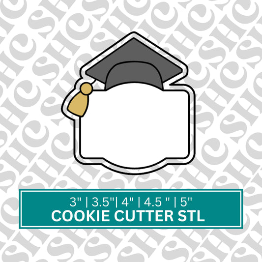 Graduation Hat Plaque Cookie Cutter STL File - 3D Printed Graduation Cap Plaque Mold, Cookie Cutter for Graduation Party Cookies