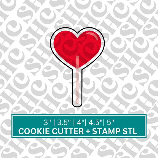 Heart Lolli Cookie Cutter STL File | Valentine Lollipop | Valentine Cookie Cutter STL | Vday Cutter STL | Lollipop Cookie Cutter |