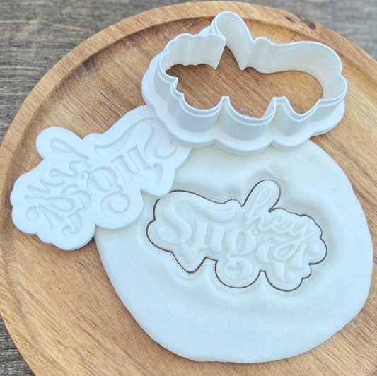 Hey Sugar Embosser & Cookie Cutter | Valentine Embosser | Valentine's Cookies | Galentine Debosser | Valentine Cookies | Valentine Design