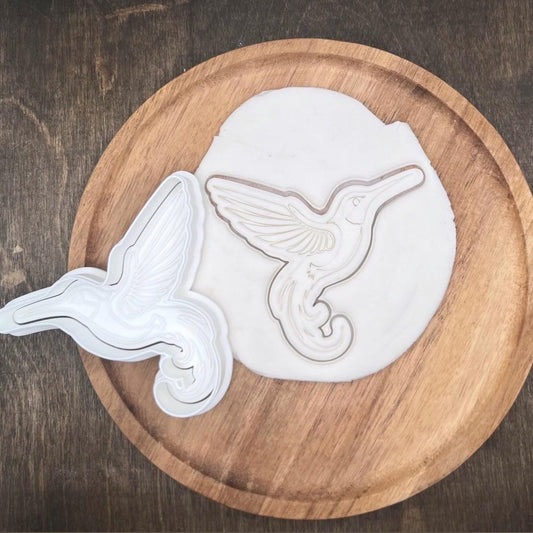 Hummingbird Cookie Cutter + Fondant Stamp Set | Bird Fondant Stamp STL | Bird Cookie Cutter, Christmas Fondant Stamp