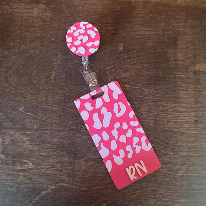 Leopard Print Badge Reel with RN Leopard Badge Mate,rn Badge Mate STL, Leopard Badge Reel STL, 3d Badge Reel, Badge reel topper stl