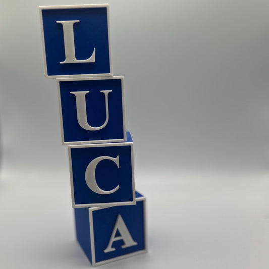 LUCA 3D Printed Baby Blocks STL, 4 Letters, STL, 3d printed Baby Blocks, Baby Blocks, 3D Print stl, Baby shower gift, Baby Boy