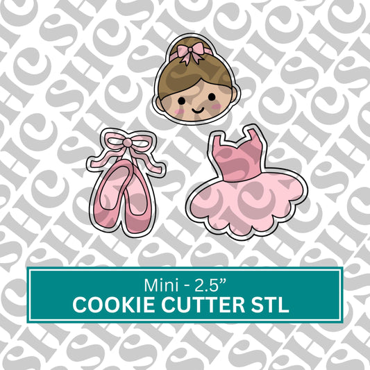 Mini Ballerina Cookie Cutter STL Set| Set of 3 Ballerina 3D Printable Cutters - Instant Download |Ballet 3D Cutter | Ballerina Stl