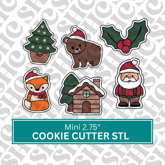 Mini Christmas Cookie Cutter STL Set 1| Woodlands Christmas Set of 6 3D Printable Cutters - Instant Download |Xmas 3D Cutter | Christmas Stl