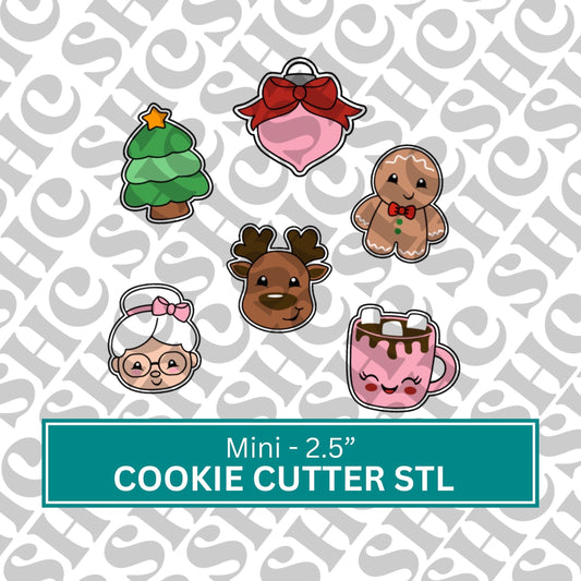 Mini Christmas Cookie Cutter STL Set 2| Set of 6 Advent 3D Printable Cutters - Instant Download |Xmas 3D Cutter | Christmas Stl