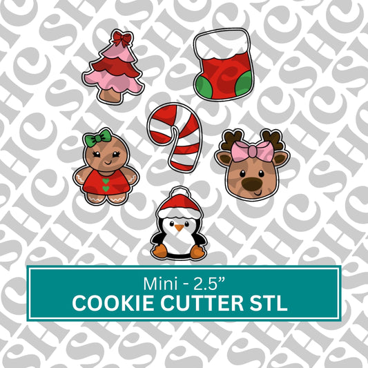Mini Christmas Cookie Cutter STL Set 3| Set of 6 Advent 3D Printable Cutters - Instant Download |Xmas 3D Cutter | Christmas Stl