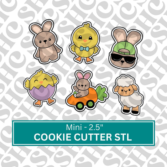 Mini Easter Cookie Cutter Set 2 | Easter Cookies | Bunny Cookie Cutter Stl | Easter Egg Stl | Easter Bunny Mini Set | Chick Stl
