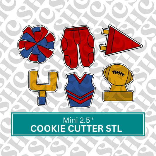 Mini Football Cookie Cutter STL Files | Cheerleader Designs | Set 1| Sports Theme Baking | Tailgate Cookie Cutter Stl