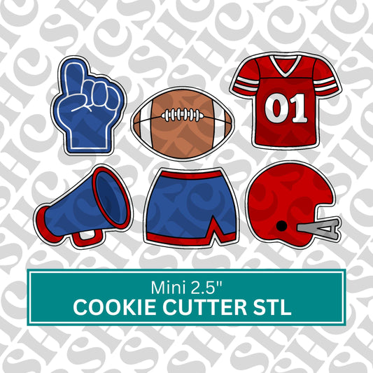 Mini Football Cookie Cutter STL Files | Cheerleader Designs | Set 2 | Sports Theme Baking | Tailgate Cookie Cutter Stl