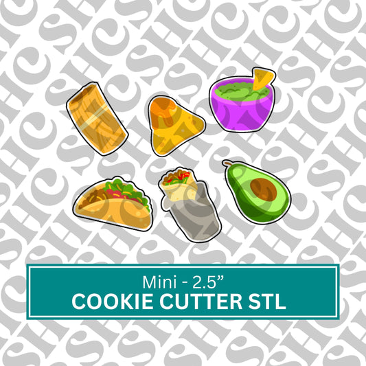 Mini Mexican Food Cookie Cutter STl | STL FILE| Mexican Cookies | Digital Download | Cinco De Mayo Cookie Cutter | Mexican Cookie Cutter