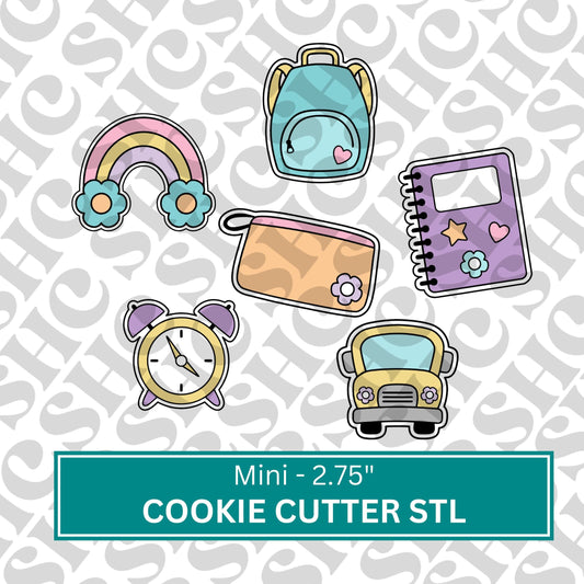 Mini School/Back to School Cookie Cutter STL Files | 3D Printable Cookie Cutter Set | Classroom Cookie Cutters | DIY Baking Supplies| Set 3