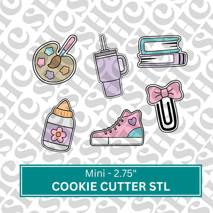 Mini School/Back to School Cookie Cutter STL Files | 3D Printable Cookie Cutter Set | Classroom Cookie Cutters | DIY Baking Supplies| Set 4
