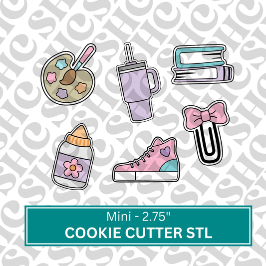 Mini School/Back to School Cookie Cutter STL Files | 3D Printable Cookie Cutter Set | Classroom Cookie Cutters | DIY Baking Supplies| Set 4