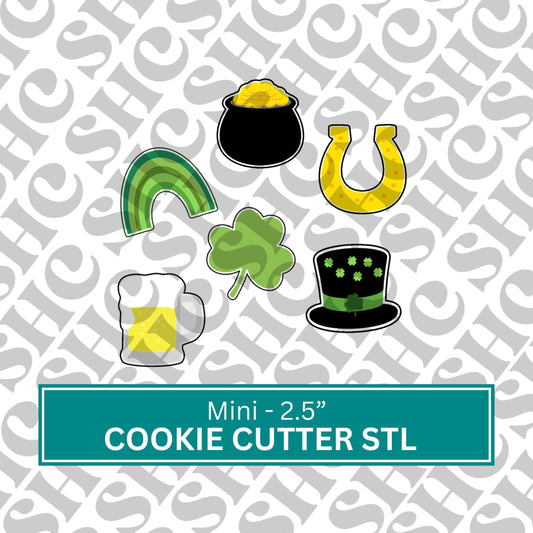 Mini St. Paddy's Cookie Cutter Set 1 | St. Paddy's Cookies | Clover Cookie Cutter Stl | Horseshoe Stl | St Paddy's Mini Set |Mini Beer Stl