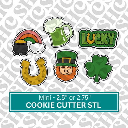Mini St. Paddy's Cookie Cutter Set 2 | St. Paddy's Cookies | Clover Cookie Cutter Stl | Horseshoe Stl | St Paddy's Mini Set |Mini Beer Stl