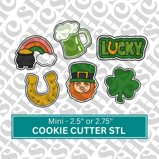 Mini St. Paddy's Cookie Cutter Set 2 | St. Paddy's Cookies | Clover Cookie Cutter Stl | Horseshoe Stl | St Paddy's Mini Set |Mini Beer Stl